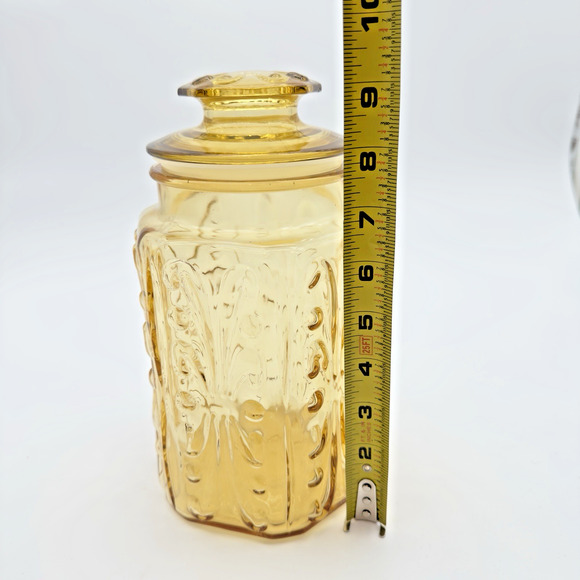 Vintage Federal Glass Amber Yellow Canister Show Off Jar Sun Gold 1970s READ 9" - Picture 7 of 7